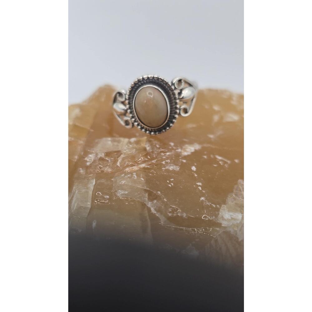 Vintage Boho Natural Chocolate Opal Ring in Sterling Silver.